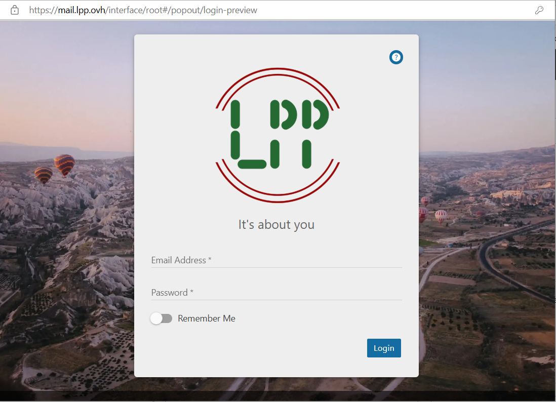 Professional email interface example